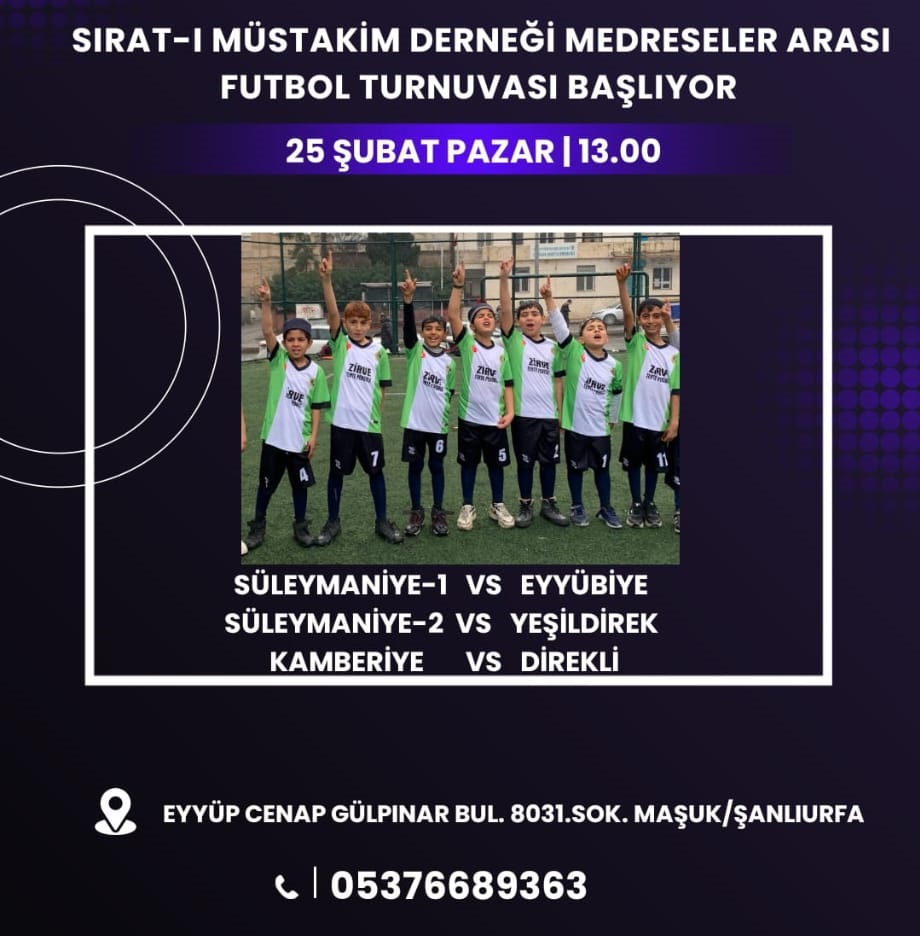Medreseler Arası Çocuklar Futbol  Turnuvamız Başlıyor!